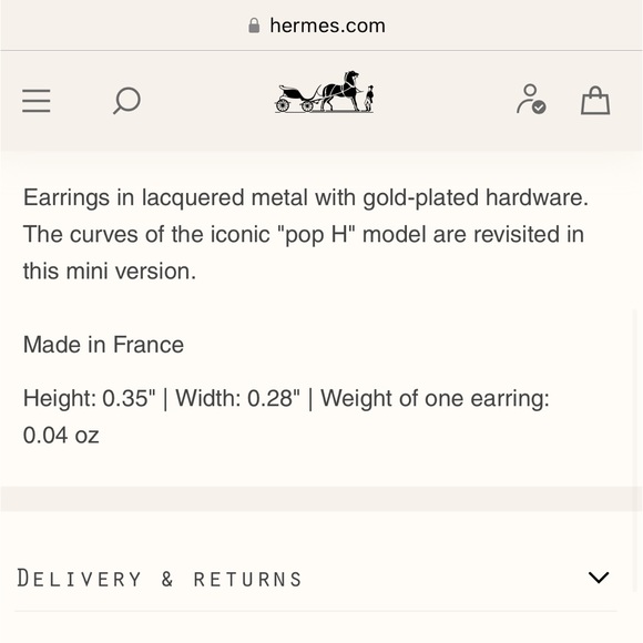 HERMES Mini H Pop Earrings (Blanc / Yellow Gold Plated) - Excellent Condition - Picture 6 of 6